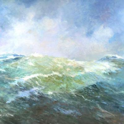 CONTEMPORARY SEASCAPE PAINTING SIGNED "MULLO" | Seascape painting titled "Seascape part II" signed Mary Mullo (?) and...