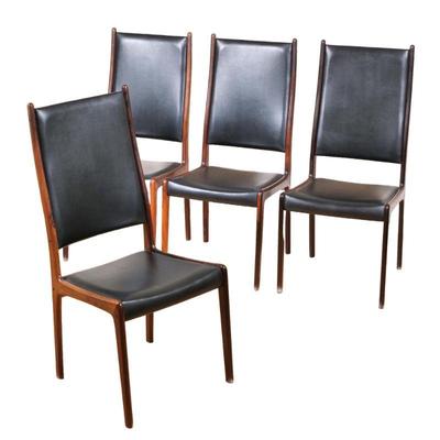 (4pc) DANISH MID-CENTURY ROSEWOOD DINING CHAIRS: BLOOMINGDALE'S C.1960/70'S | h. 39.75 x w. 19 x d. 20 in.