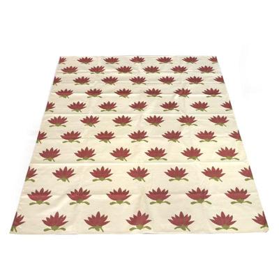 MADELINE WEINTRAUB LOTUS PATTERN DHURRIE RUG, HILFIGER COLLECTION | Having a cream white ground with a pattern of lotus leaves - w. 110 x...