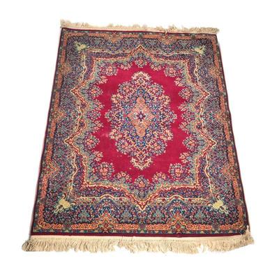 ROYAL ASHAN WOOL RUG | Having colorful decoration on Sultan Red backing - w. 54 x l. 72 in.