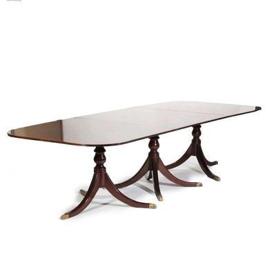 TRIPLE PEDESTAL DINING TABLE | h. 30 x w. 50 x l. 133 in.