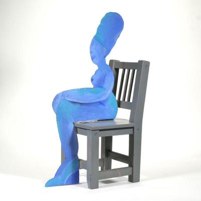 "SEYMOUR CHWAST (AMERICAN, B. 1931) SCULPTURE | Seated Woman
Painted Metal, Wood"