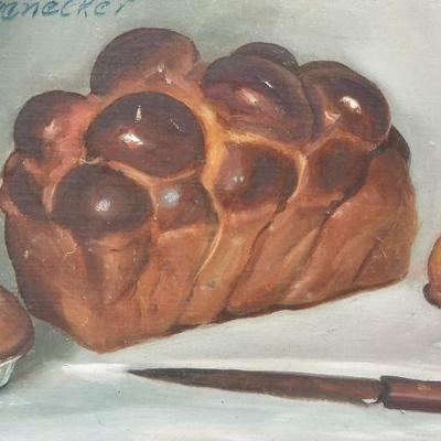 "PAUL LONGENECKER (NANTUCKET, 1920-2008) | Egg Bread & Brioches
Oil on board
4.375 x 7.5 in.
Signed upper left, in an original...