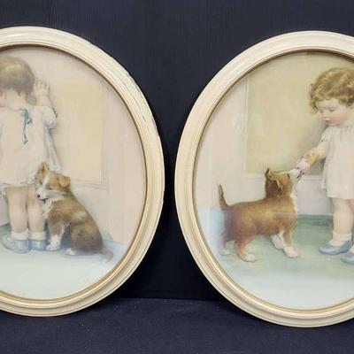 Bessie Pease Gutmann Framed Oval Prints (WH7)