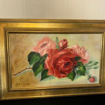 Rose Painting Signed 