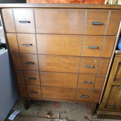 Vintage Mid-Century Modern tallboy dresser
