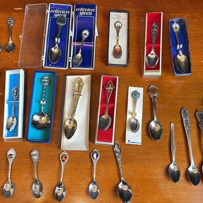 Collectors Souvenir Spoons from different states And Other Flatware