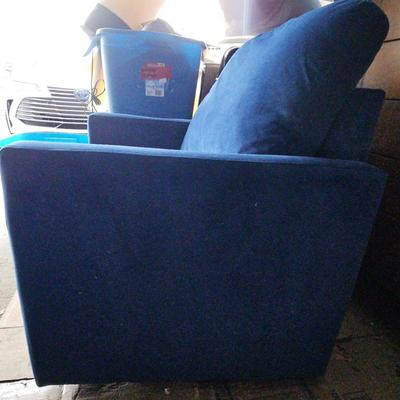 Plush Blue Velvet Swivel Chair  2 Of 2 