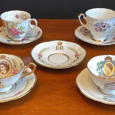 Rosina - Elizabeth Regina Bone China Teacups And Saucers