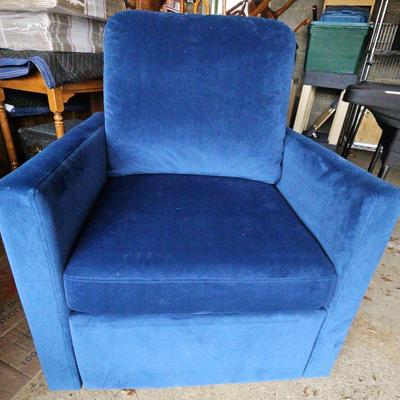 Plush Blue Swivel Chair 1 Of 2
