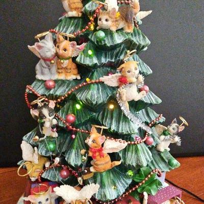 Angel Cat Ceramic Christmas Tree 