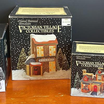 Victorian Village Collectibles - The Old Towne Train Platform 
Quilt Shop, The Old Towne Park, and Bakery