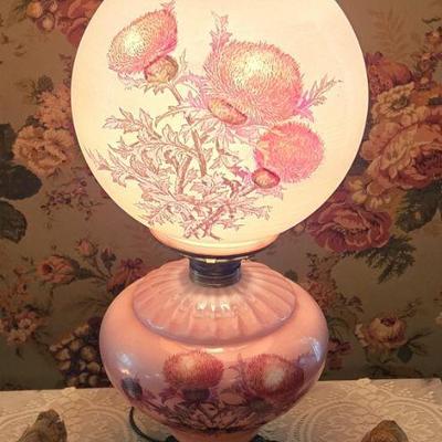 Antique Hand-painted GWTW oil lamp 