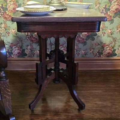 Eastlake Brown Marble Top Side Table