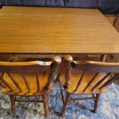 Vintage Teak Moosehead Dropleaf Dining Table And Two Moosehead Maple Chairs
