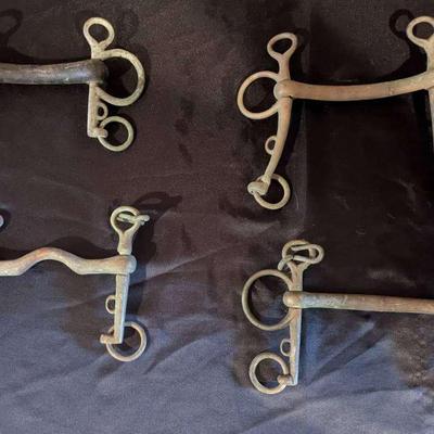 4 Antique & Vintage Horse Bits – Includes Centaur Pelham & Made in England Marked Bit