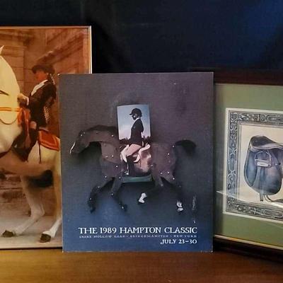Three Unique Equine Art. Featuring Framed 27" x 19" Andalusian Horse and Rider 