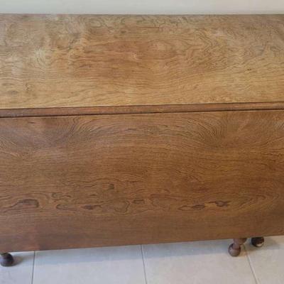 Antique Drop-Leaf Table with Drawer and Turned Legs