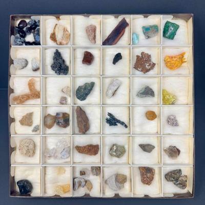 #2 Assorted Rock & Mineral Specimens in Display Box	