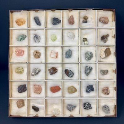 #1 Assorted Rock & Mineral Specimens in Display Box	