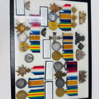 Set 1 Vintage Military Medals Collection w/ Soldier & Regiment Details	