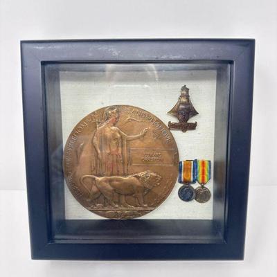 WWI Heroic Commemorative Set: Death Plaque & Medals - Edward Ormston	