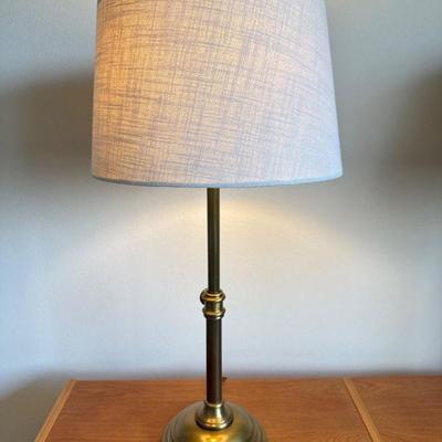 Classic Brass Table Lamp w/ Elegant Fabric Shade	