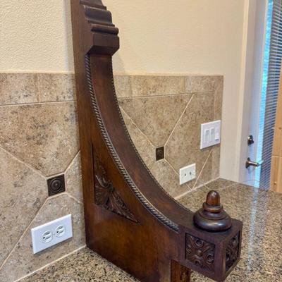 Antique-Style Carved Wood Architectural Corbel w/ Finial 	