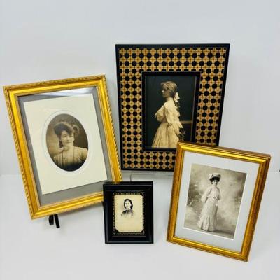 Antique Portraits - Ornate & Classic w/ Burnes Wooden Matted Frame	