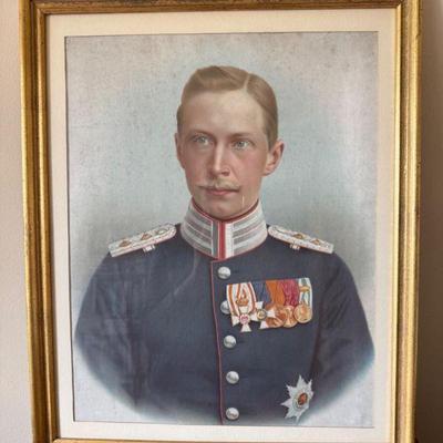 Portrait of Decorated Military Officer – Framed Imperial-Era Print	