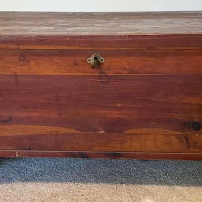 Vintage Solid Cedar Chest With Key