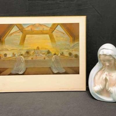 Madonna Porcelain Bisque W/ Dali’s Last Supper On Board
