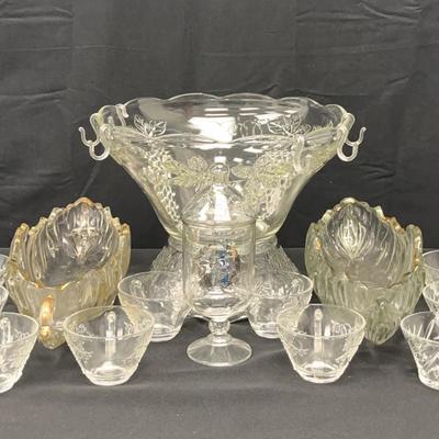 Punch Bowl With Pedestal, Centerpiece Bowl And More