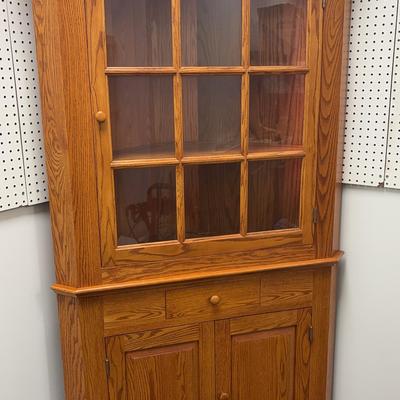 Lit Oak Corner Cabinet by Tom Seely Furniture