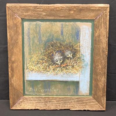 Framed Pastel “Wren Chicks In Barn Corner” By Dick Carpenter