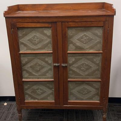 Vintage Pie Safe With Punched Tin Front 