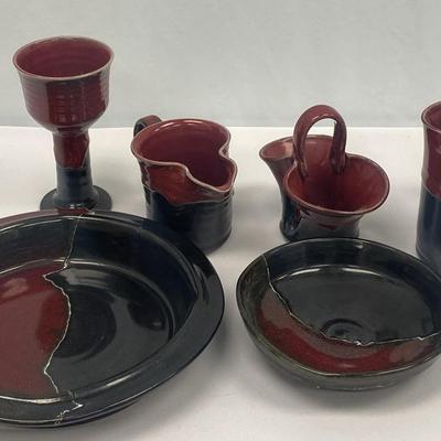Handcrafted Red & Black Pottery Signed “Stuart”