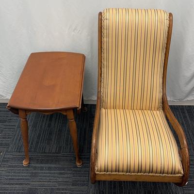 Wooden Rocking Chair And Side Table