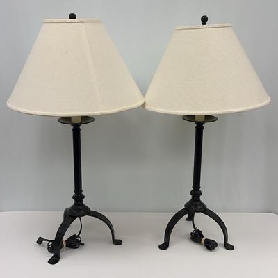 Pair Of Black Metal Table Lamps