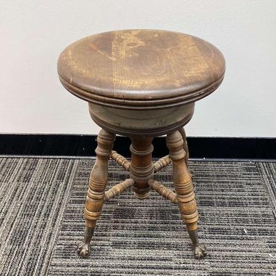 Antique Glass Ball Bottom Piano Stool