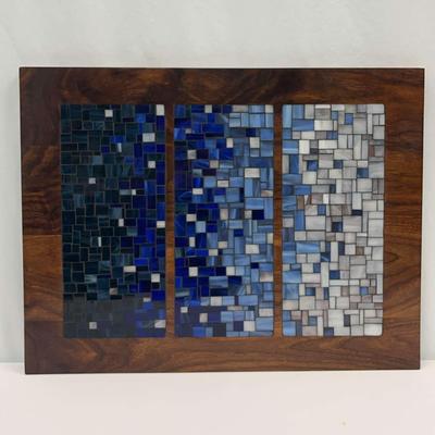 Wood + Glass Mosaic Wall Hanging “Artic”