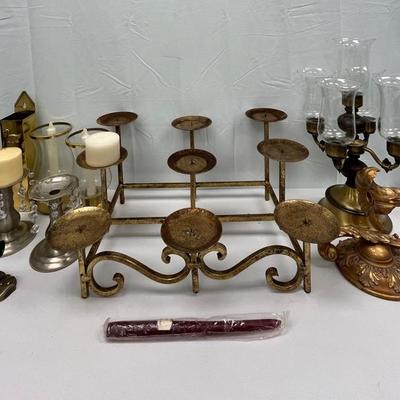 Silvertone & Goldtone Candle Holders + More