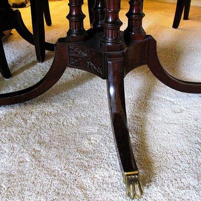 Vintage Mahogany Dining Table Duncan Phyfe Style and 6 Pier 1 Audrey Ink Blue Dining Chairs