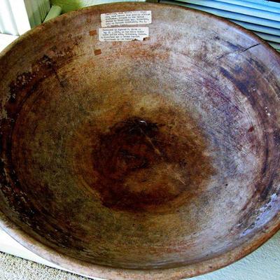 Antique Hand Carved Large Dough Bowl