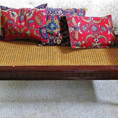 English Regency Style Mahogany Caned Window Bench 