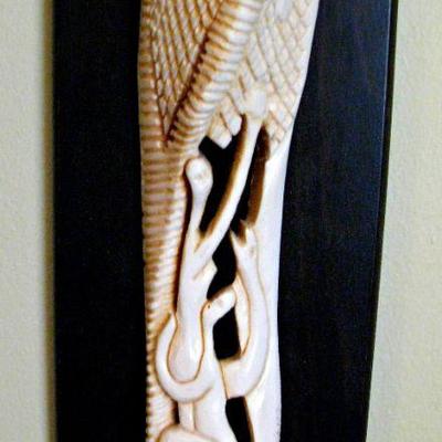 Vintage Carved Bone Depicting Adam & Eve the Tree and Serpent 
