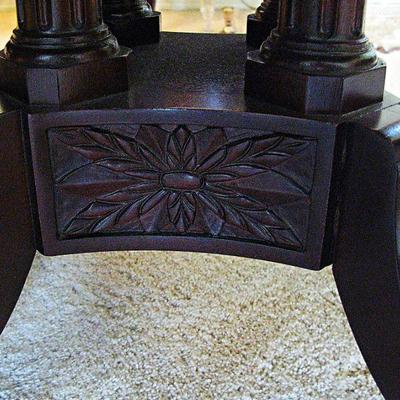 Vintage Mahogany Dining Table Duncan Phyfe Style and 6 Pier 1 Audrey Ink Blue Dining Chairs