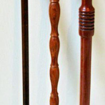 Vintage Carved Wood Walking Sticks Dog. Elephant and Ram - Big Selection of Walking Sticks and Canes