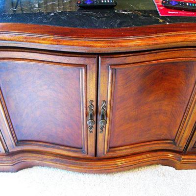 42" TLC Roku TV - Beautiful Stand Table with Marble Top and Fold Out Sides