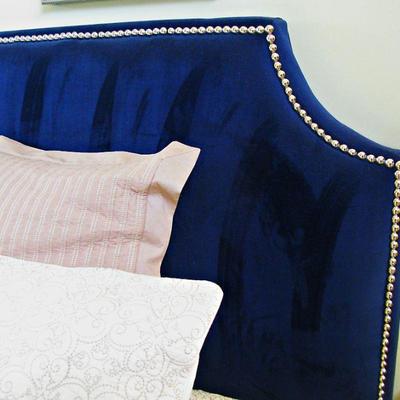 King Bed with Tempur-Pedic  Mattress and Velvet Upholstered Headboard